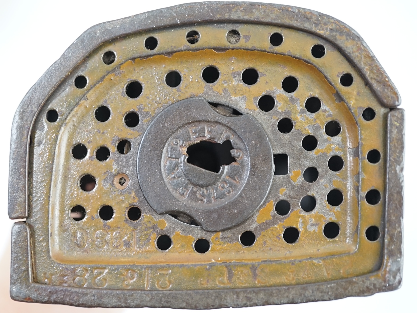 A late 19th century American cast iron owl Patent money box